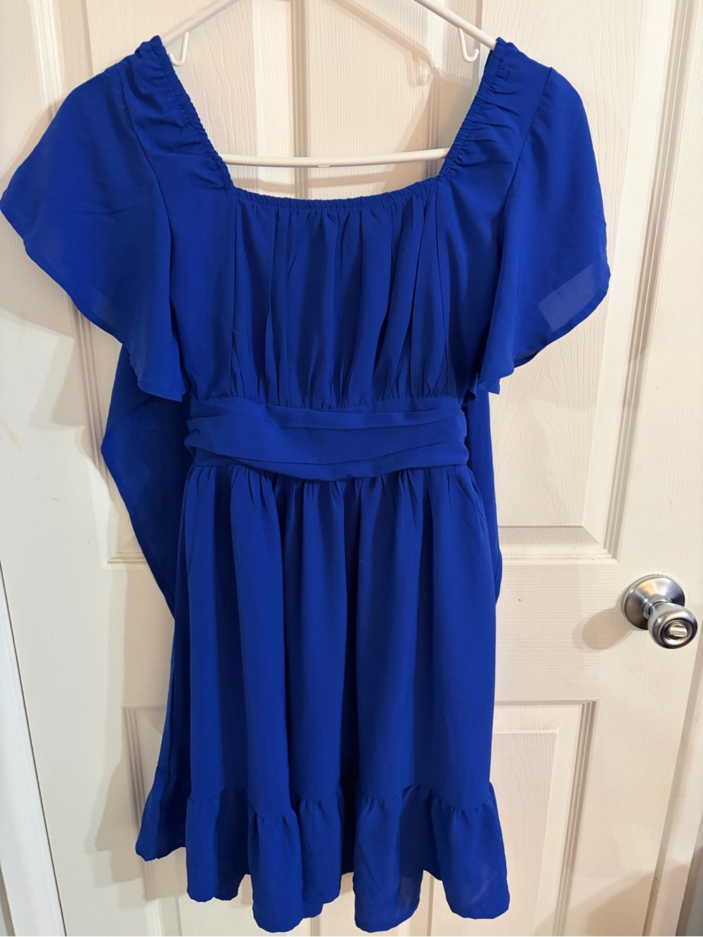 Royal Blue Flutter Sleeve Dress